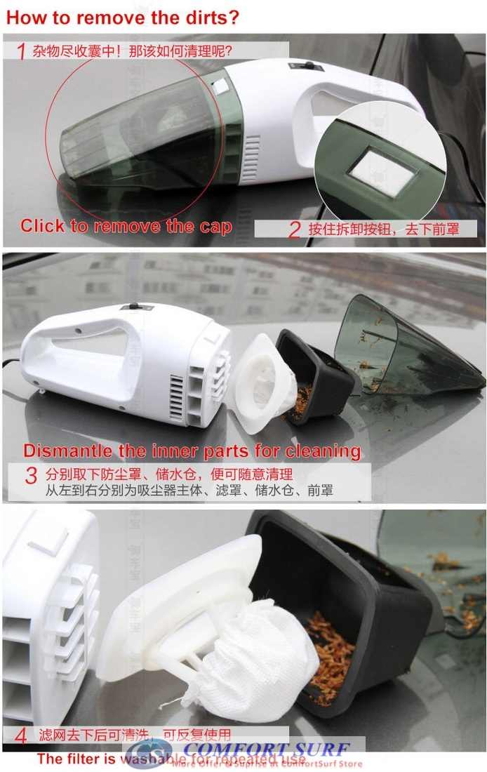 Portable Powerful 65 Watt Wet & Dry 12V Car Vacuum Cleaner