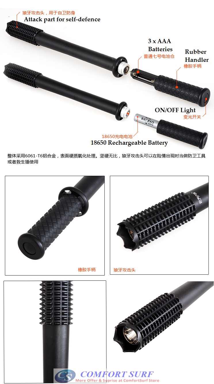 Self Defence Baseball  Style Stick Torchlight