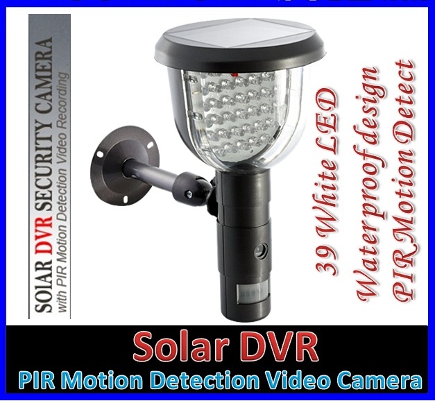 Solar DVR Security Camera - PIR Motion Detection Video Recording, 39 White LED Lights