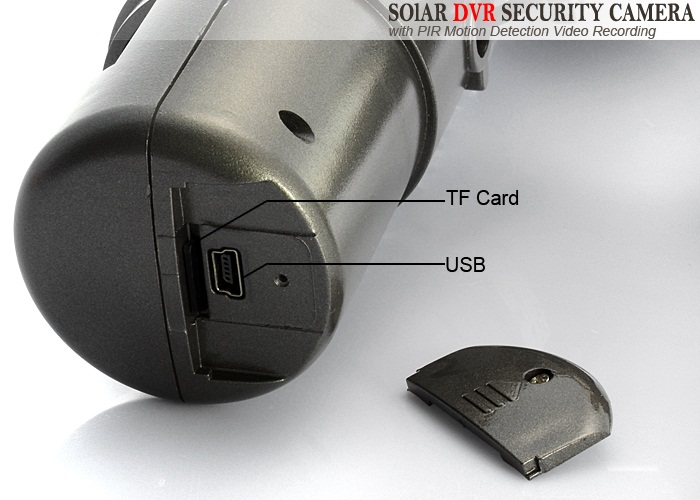 Solar DVR Security Camera - PIR Motion Detection Video Recording, 39 White LED Lights