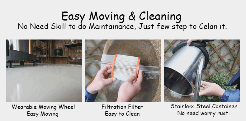 Multifunction Heavy Duty Powerful 100W 3-in-1 Dry / Wet / Blower Vacuum Cleaner 12L Bagless Vacuum Stainless Steel Container