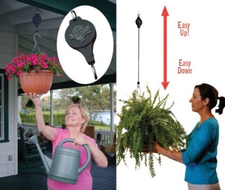 2pcs Gardening Easy Reach Plant Pully Hook Light Flowerpot Easy Adjust Up & Down