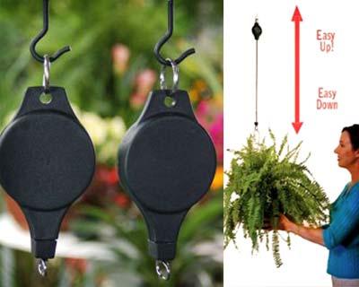 2pcs Gardening Easy Reach Plant Pully Hook Light Flowerpot Easy Adjust Up & Down