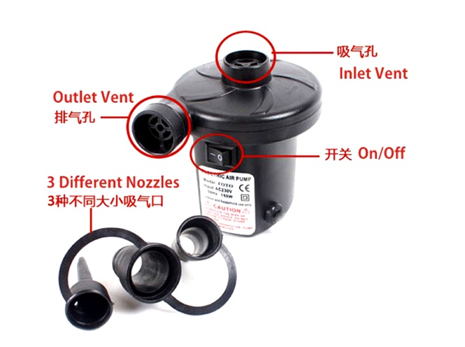 Electric Air Pump Inflatable Air bed Pumper Car , 2 Ways And Home Use