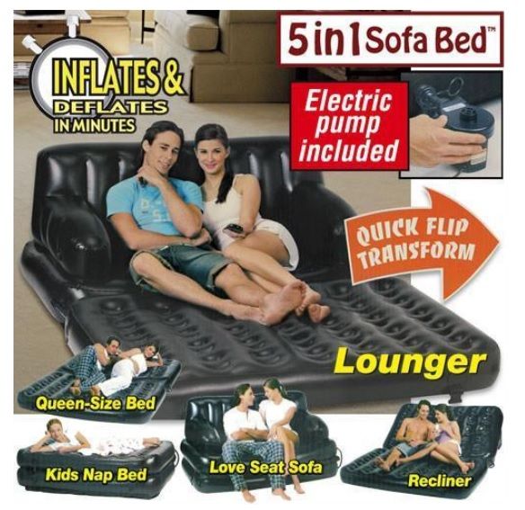 Original BestWay Inflatable Air Sofa Double Seats 75308 + Foot Rest + Pumper