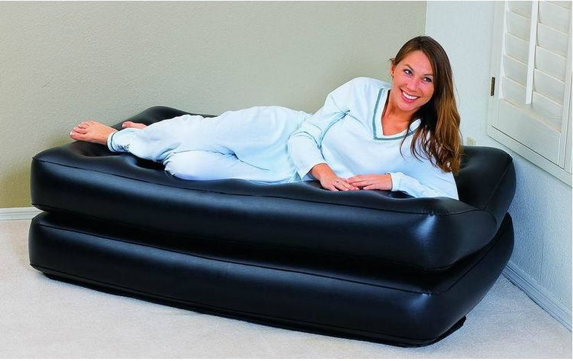 Original BestWay Inflatable Air Sofa Double Seats 75308 + Foot Rest + Pumper