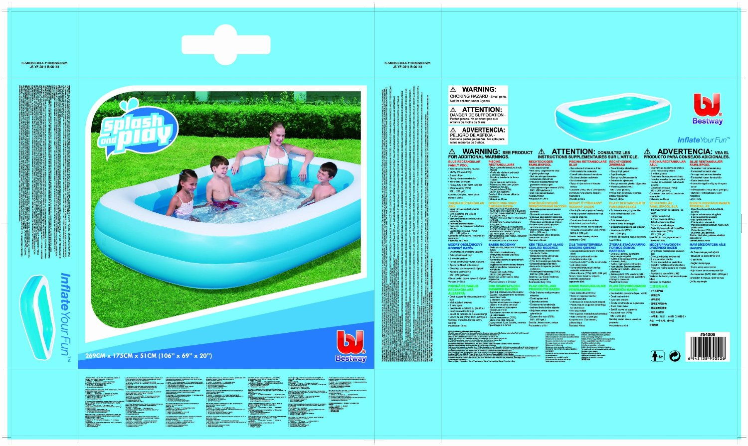 BESTWAY INFLATABLE PADDLING Pool 54005 54006 54009 BESTWAY INFLATABLE PADDLING Pool 54005 54006 54009