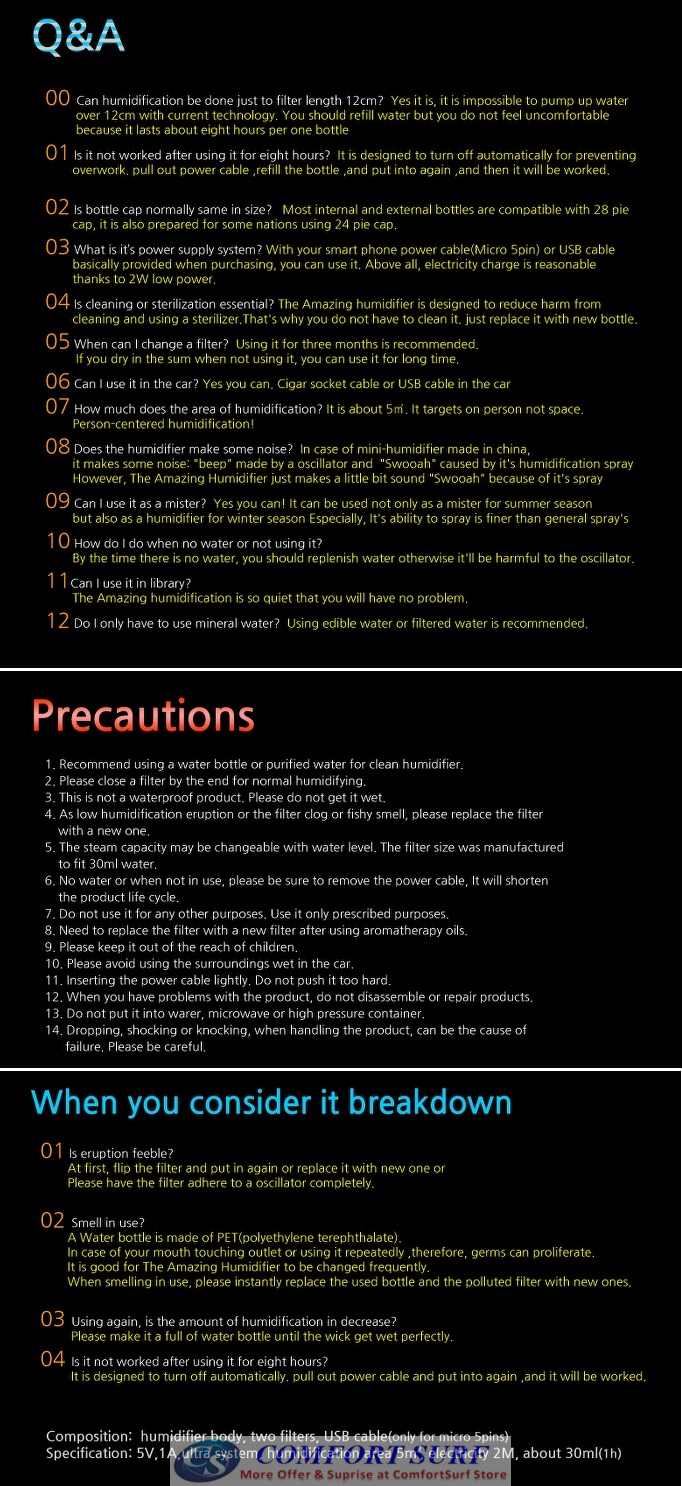 Mini USB Portable Water Bottle Caps Air Humidifier