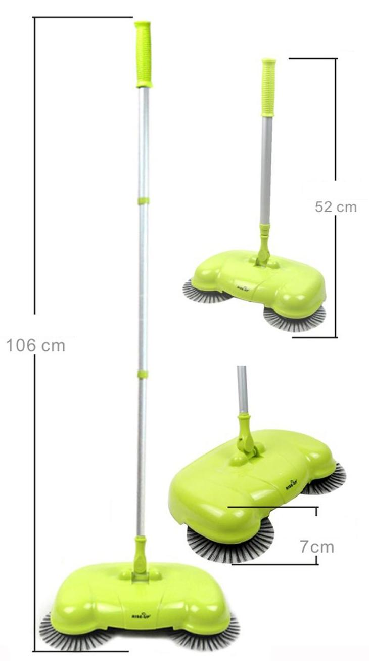 Portable eco Green Sweeper Broom Vacuum Cleaner 360 rotate Without Electricity