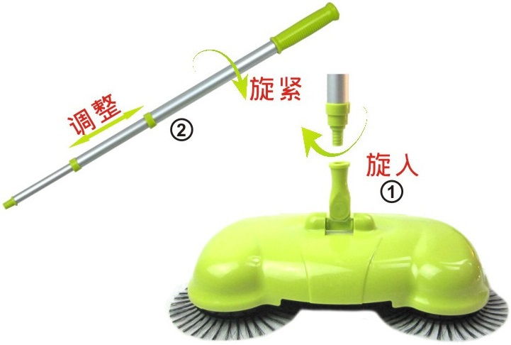 Portable eco Green Sweeper Broom Vacuum Cleaner 360 rotate Without Electricity