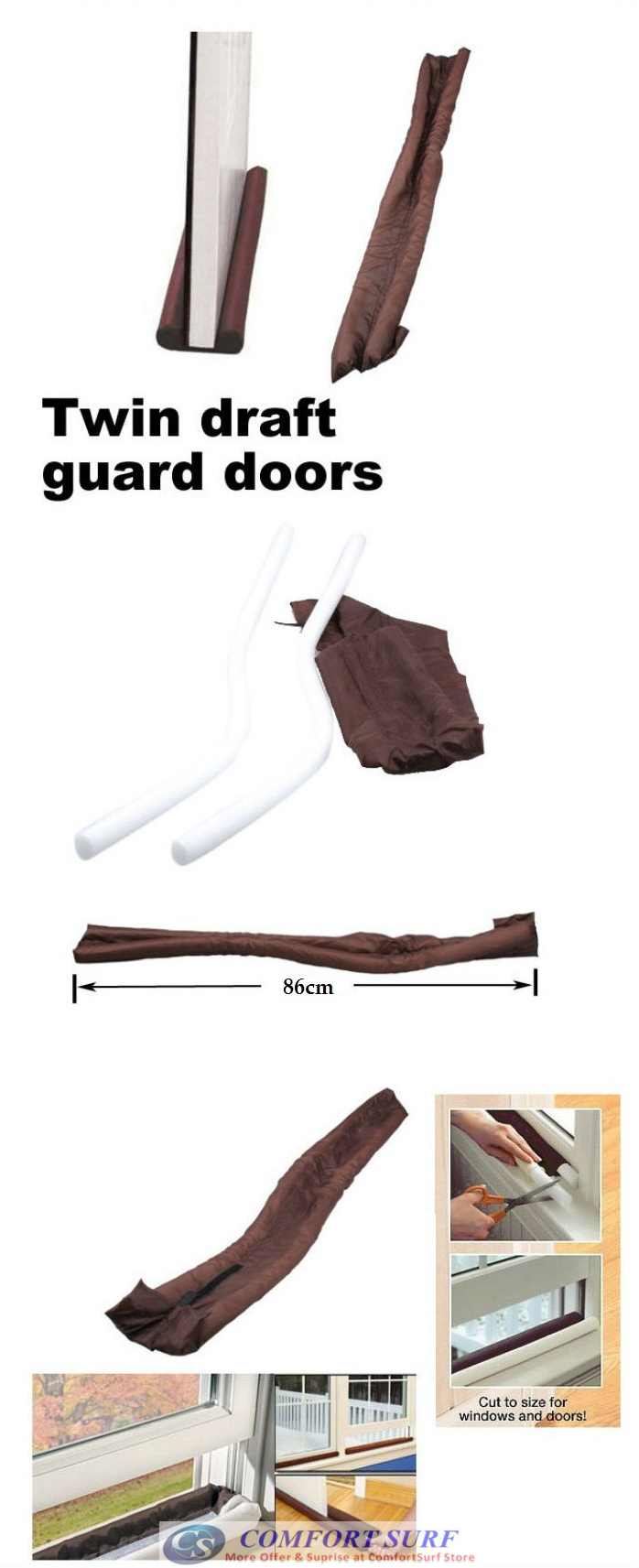 Twin Draft Door Guard Blocking Dust & Door Clean Strip