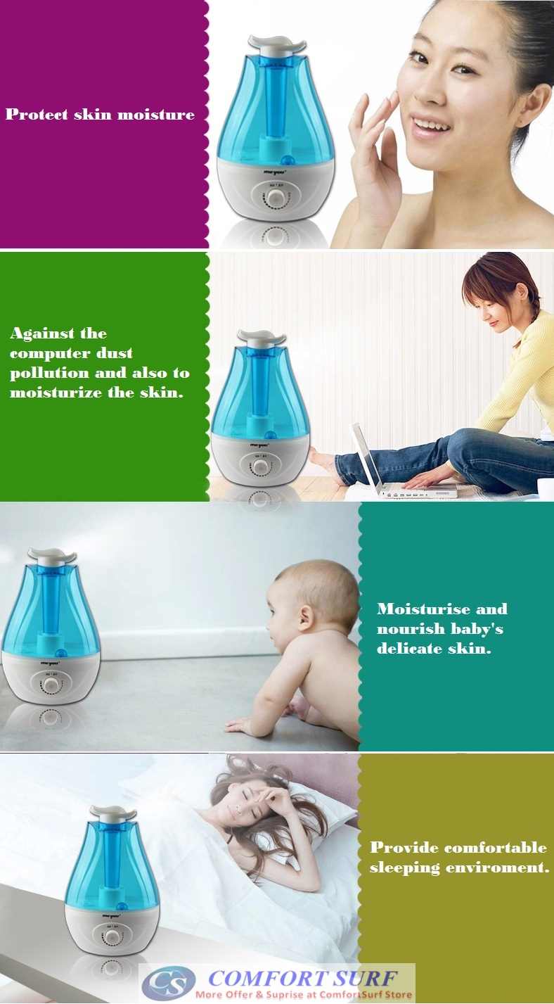 Ultrasonic Air Humidifier Purifier Aromatic Therapy with 3L Tank Capacity
