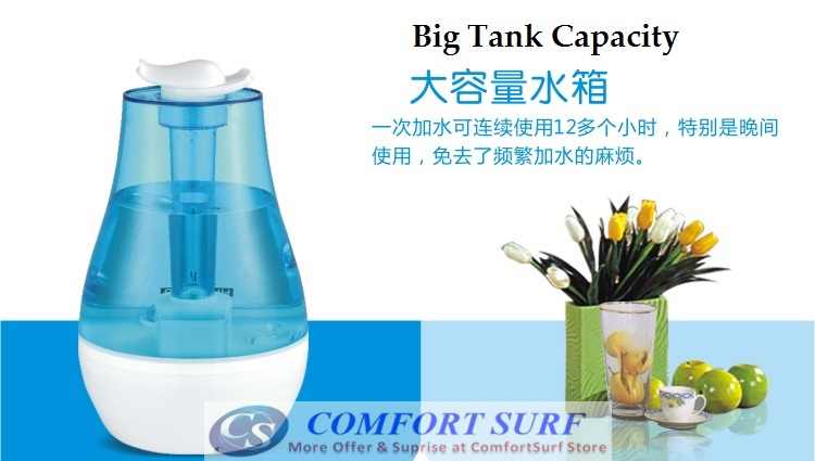 Ultrasonic Air Humidifier Purifier Aromatic Therapy with 3L Tank Capacity