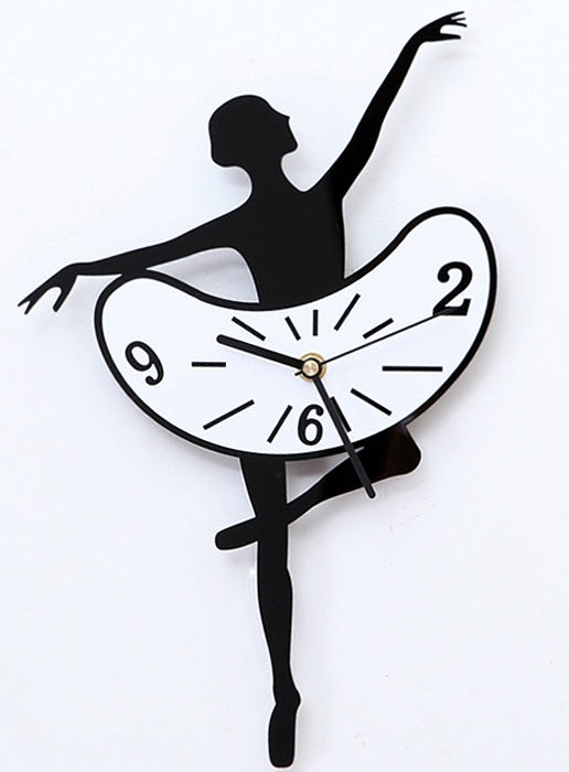 Creative Interior Decoration Frameless DIY Wall Acrylic Clock - Woman Ballet Dance Design