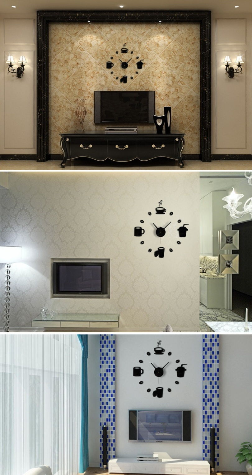 DIY Wall Acrylic Clock - Tea Time Drinking Design DIY Wall Acrylic Clock - Tea Time Drinking Design