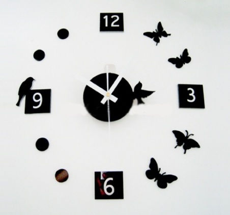 DIY Wall Acrylic Clock - Bird Butterfly Design