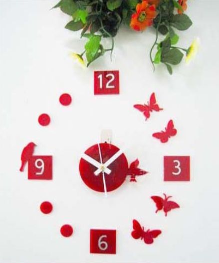 DIY Wall Acrylic Clock - Bird Butterfly Design