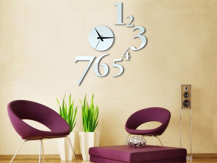 DIY Creative Interior Decoration Framelss Mirror Wall Acrylic Clock