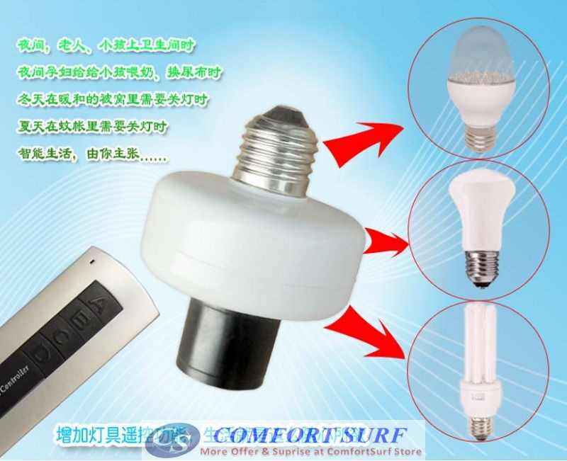 E27 Wireless Light Lamp Bulb Holder Cap Socket Switch with Remote Control