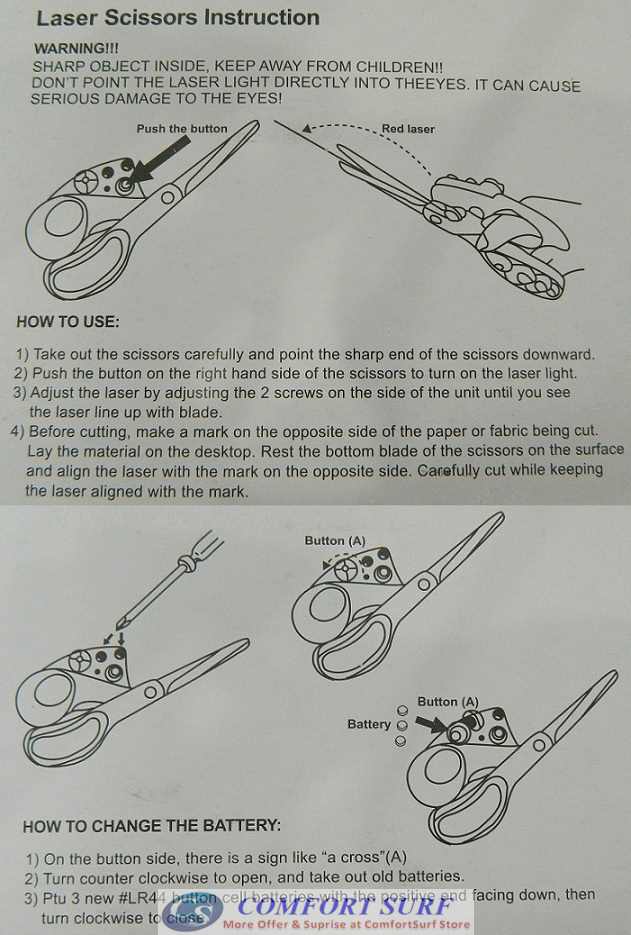 Stainless Steel Blades Laser Scissors for Cut Straight