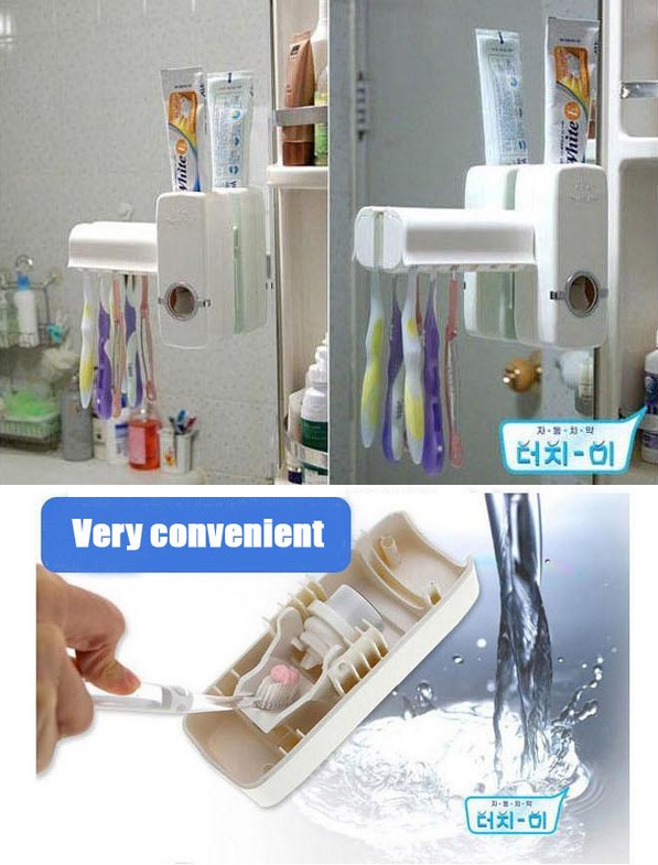 Touch Me! Toothpaste Automatic Dispenser + Toothbrush Holder