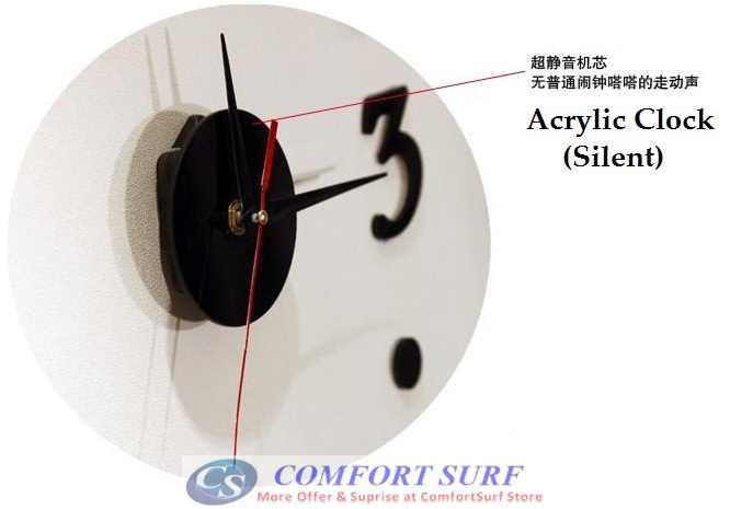 Interior Decoration Frameless DIY Wall Acrylic Clock