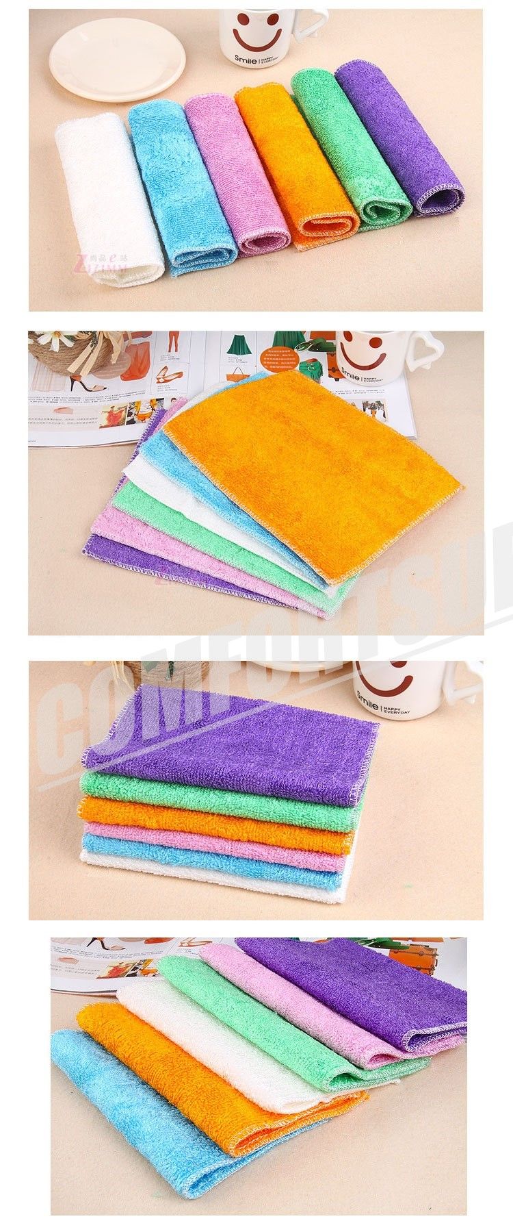High Efficient New Bamboo Fiber Cleaning Cloths Anti-grease Home Towel Kitchen Dish Wash Cloth Wiping Rags