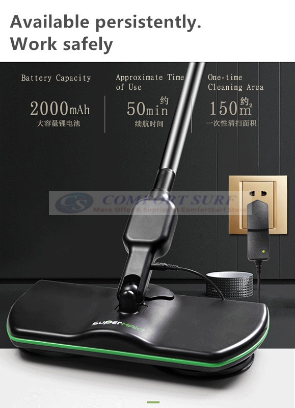 AS SEEN ON TV SuperMaid Electric Spin Mop Cordless Electric Rotary Rechargeable Floor Sweeper