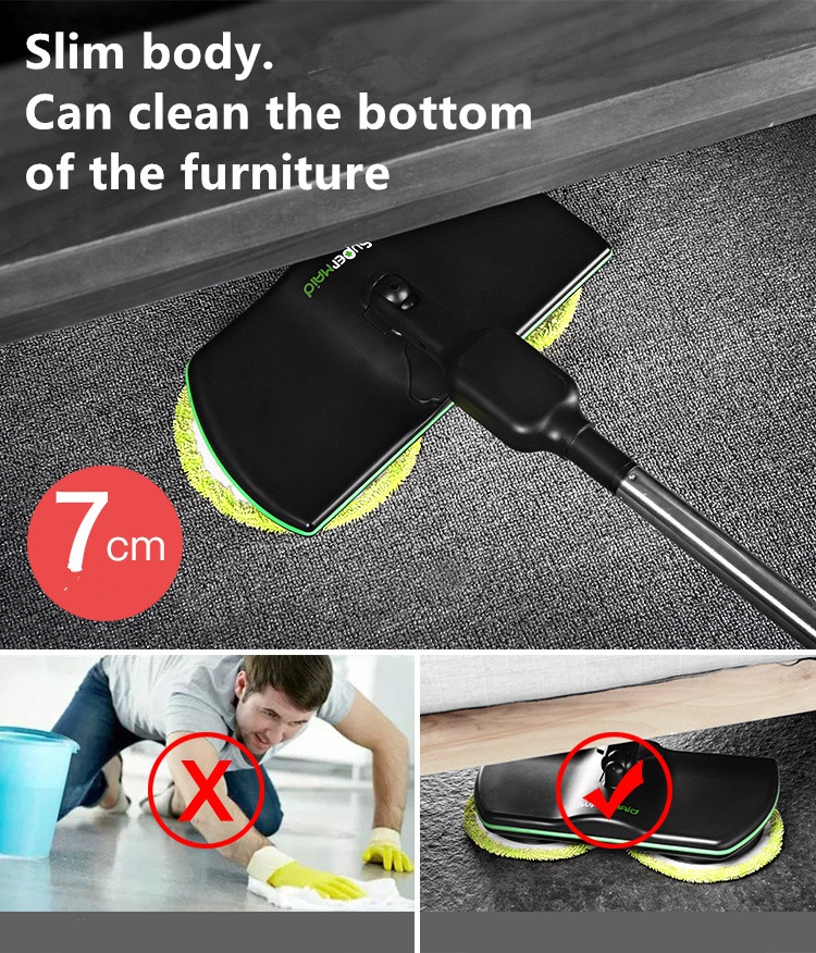 AS SEEN ON TV SuperMaid Electric Spin Mop Cordless Electric Rotary Rechargeable Floor Sweeper