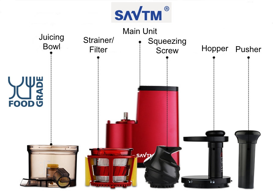 SAVTM JE-07 Slow Juicer 100% Fresh Fruit Juice Extraction Blender Maker