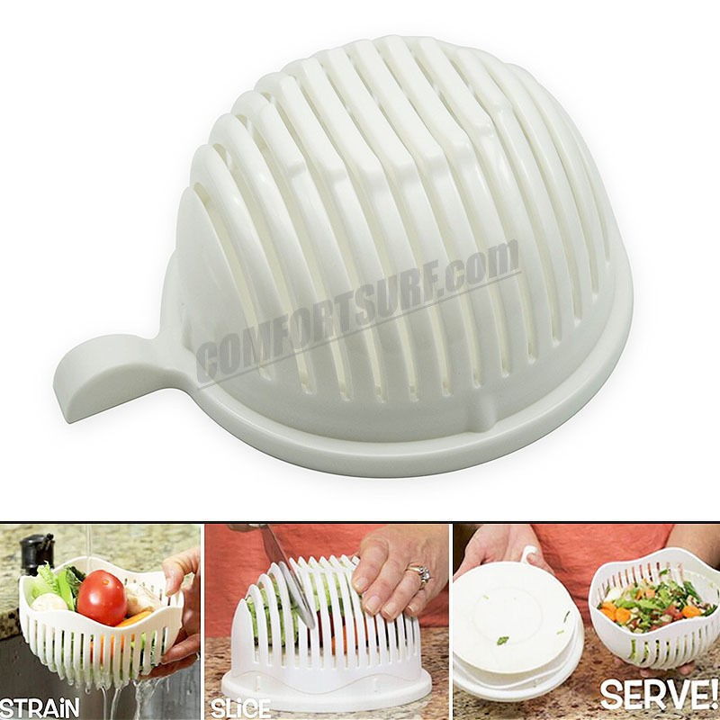 60 Second Salad Maker Fruit Slicer Healthy Fresh Vegetable Cutter Bowl Tools Easy Cooking