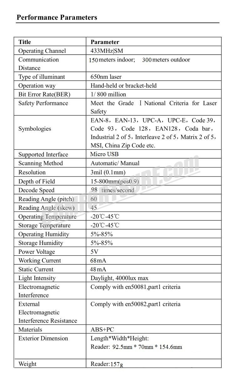 CHITENG Wireless Laser Barcode Scanner High Speed Scan