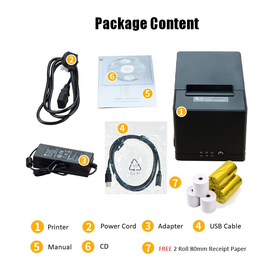 New 80mm GPrinter GP-C881 GST POS Cash Register Receipt Themal Printer Auto Cut