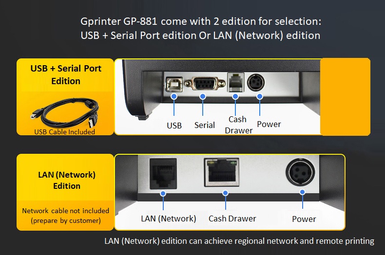New 80mm GPrinter GP-C881 GST POS Cash Register Receipt Themal Printer Auto Cut