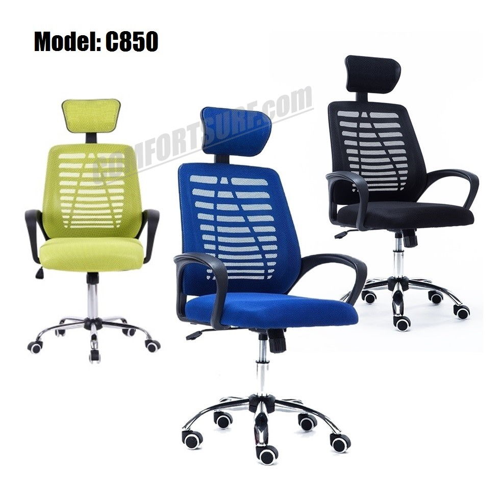 C850 Adjustable Seat Height Ergonomic Office Home Large Classy Swivel Mesh Comfort Office Chair Kerusi Pejabat
