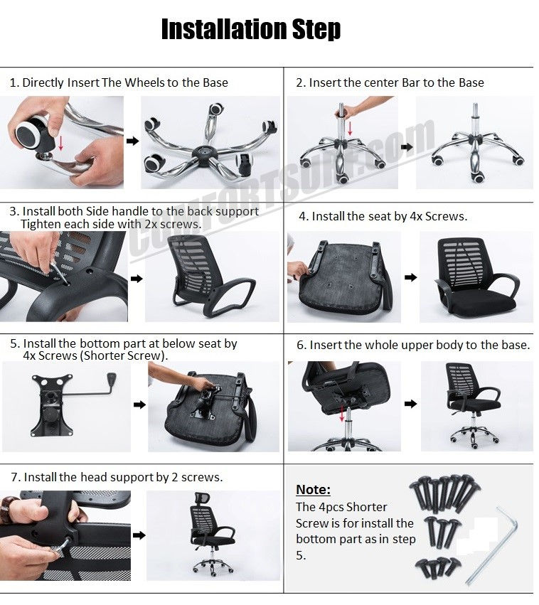 C850 Adjustable Seat Height Ergonomic Office Home Large Classy Swivel Mesh Comfort Office Chair Kerusi Pejabat