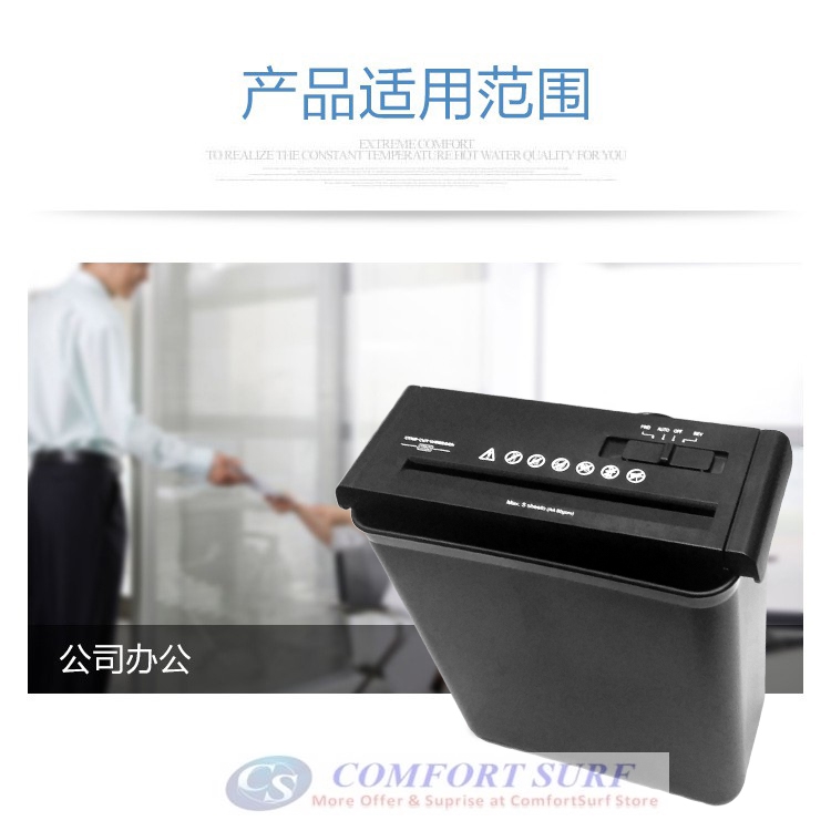 Ceboer Mini Office 6.8mm Paper Shredder Confidential Cutter Strip Cut With 10L Basket