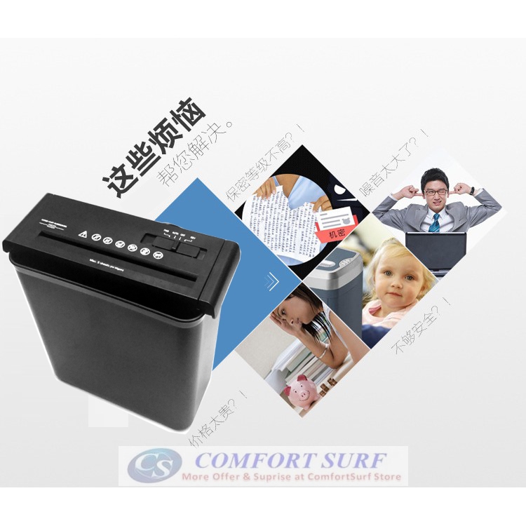 Ceboer Mini Office 6.8mm Paper Shredder Confidential Cutter Strip Cut With 10L Basket