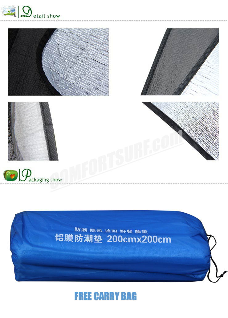 Portable Outdoor Camping Waterproof Aluminium Foil Film Tent Sleeping Floor Eva Mat + FREE Carry Bag
