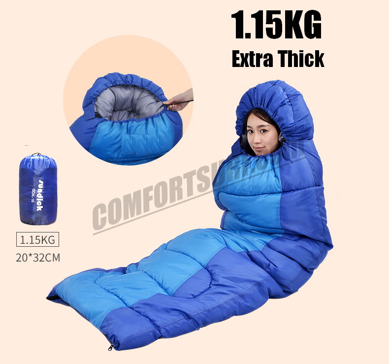 Extra Thick 1.15KG Sundick Portable Sleeping Bag for Outdoor Travel Camping and Hiking