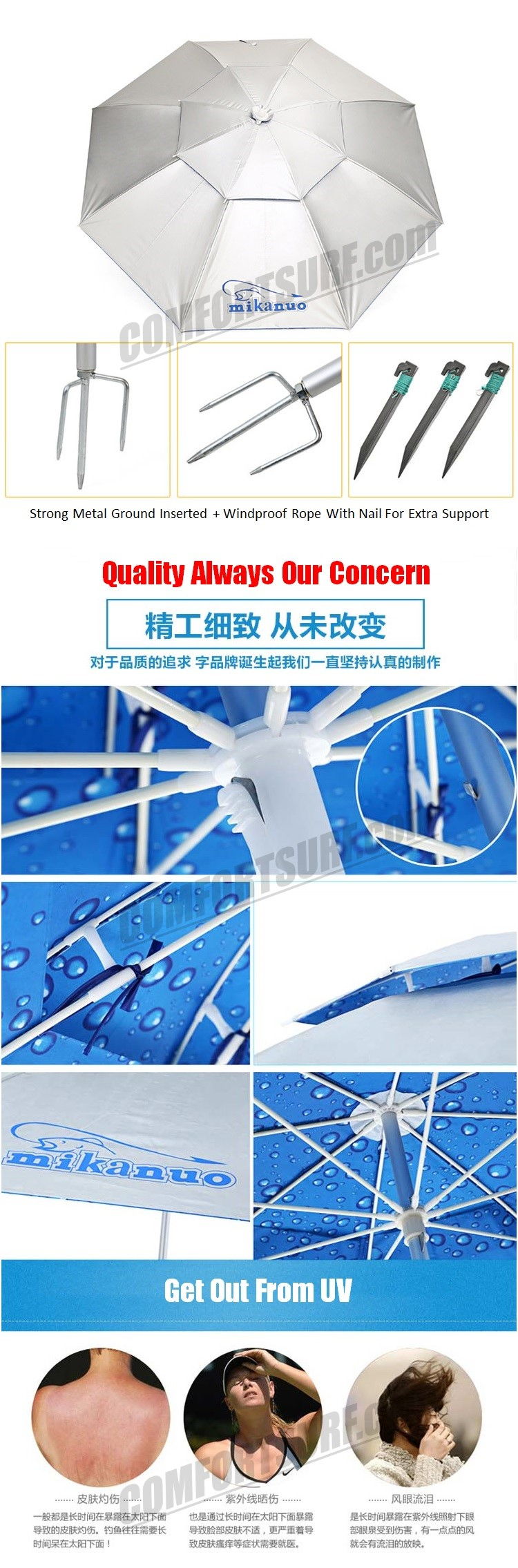 CP016 Mikanuo 2.0M / 2.2m Foldable Outdoor Canopy 360 Rotating Sunshade Fishing Umbrella Tent Anti-UV Sunscreen Umbrellas