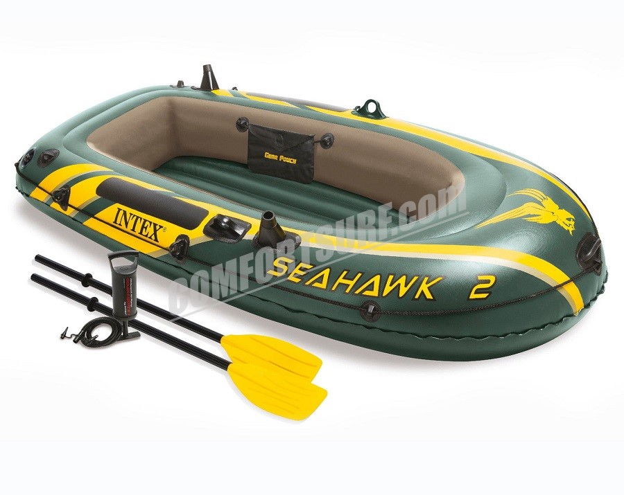 SEAHAWK 2 INTEX 68347 2 Persons Inflatable Boat Set With French Oars and High Output Hand Pump