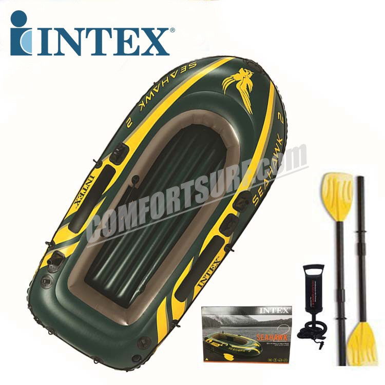 SEAHAWK 2 INTEX 68347 2 Persons Inflatable Boat Set With French Oars and High Output Hand Pump