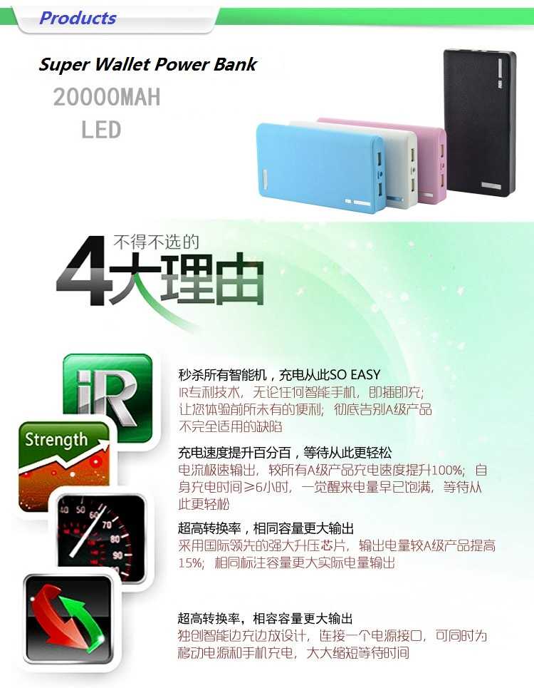 Wallet 20000 30000 50000mAH PORTABLE CHARGER BATTERY Power Bank