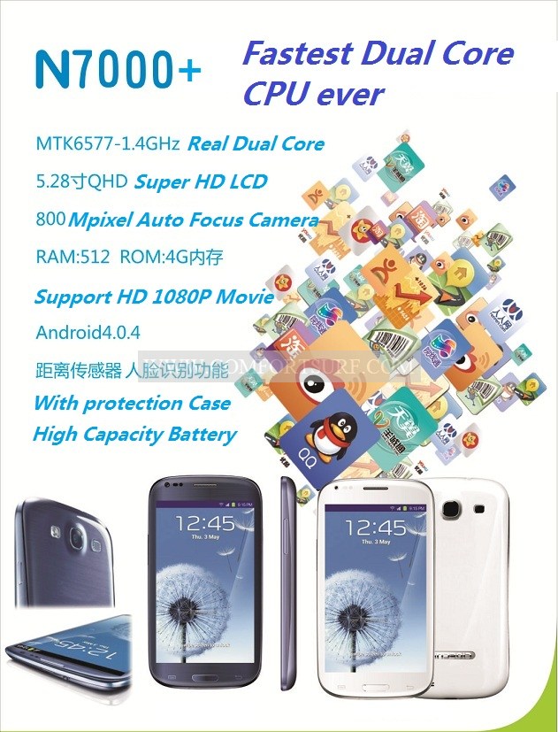 MTK6577 Note II Android 4.04 Smart Phone / Tablet GPS TV Mobile Phone MTK6577 Note II Android 4.04 Smart Phone / Tablet GPS TV Mobile Phone