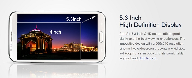 Star S1 1GB MTK6577 Cortex A9 Dual Core Andoid 4.1 Jeallybean Smartphone