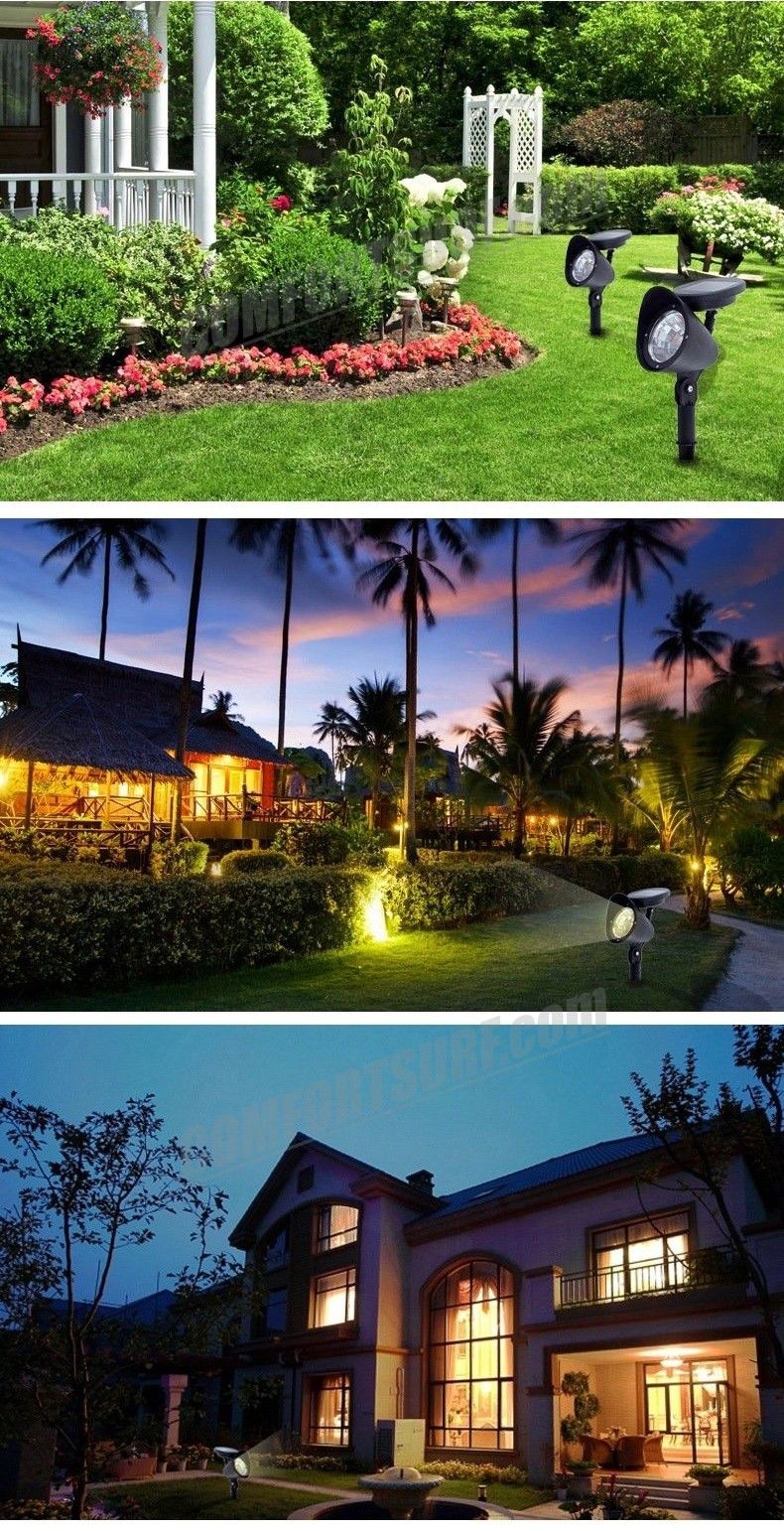 Set of 2pcs, MaxSolar SL019 Solar 4-LED Garden Lamp Spot Light Lawn Landscape Party Path Outdoor Spotlight