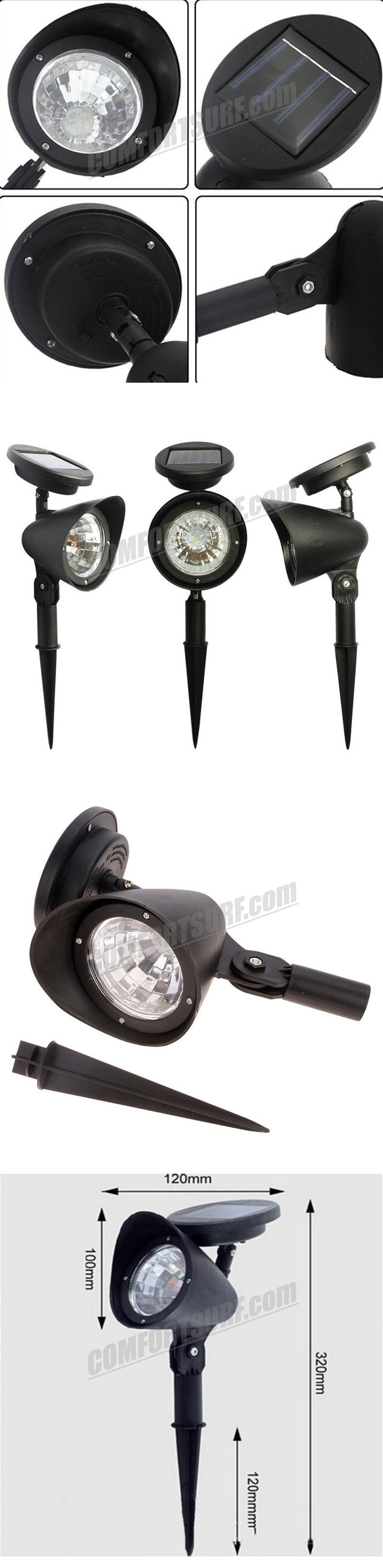 Set of 2pcs, MaxSolar SL019 Solar 4-LED Garden Lamp Spot Light Lawn Landscape Party Path Outdoor Spotlight