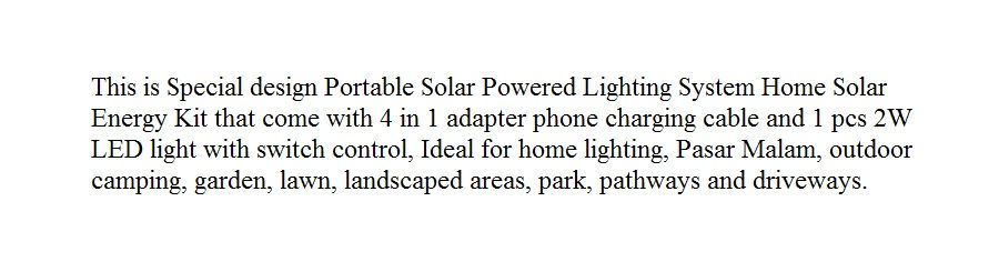 MaxSolar SL022 Portable Solar Powered Lighting System Home Solar Energy Kit With 4X lighting Port + USB Powerbank Charging
