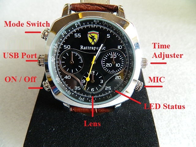 Spy Watch 4GB HD 720p Waterproof Black SDV_026_Watch